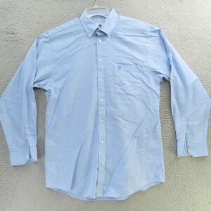 Southern Proper Shirt Men Medium 15.5 Blue Solid Long Sleeve Button Up Dress